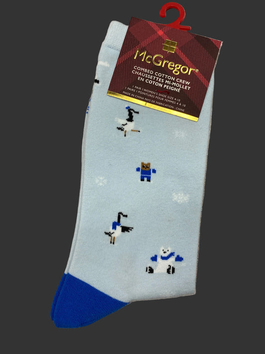 McGregor Woman's Combed Cotton Socks - Blue Skis - MGW22DR04002