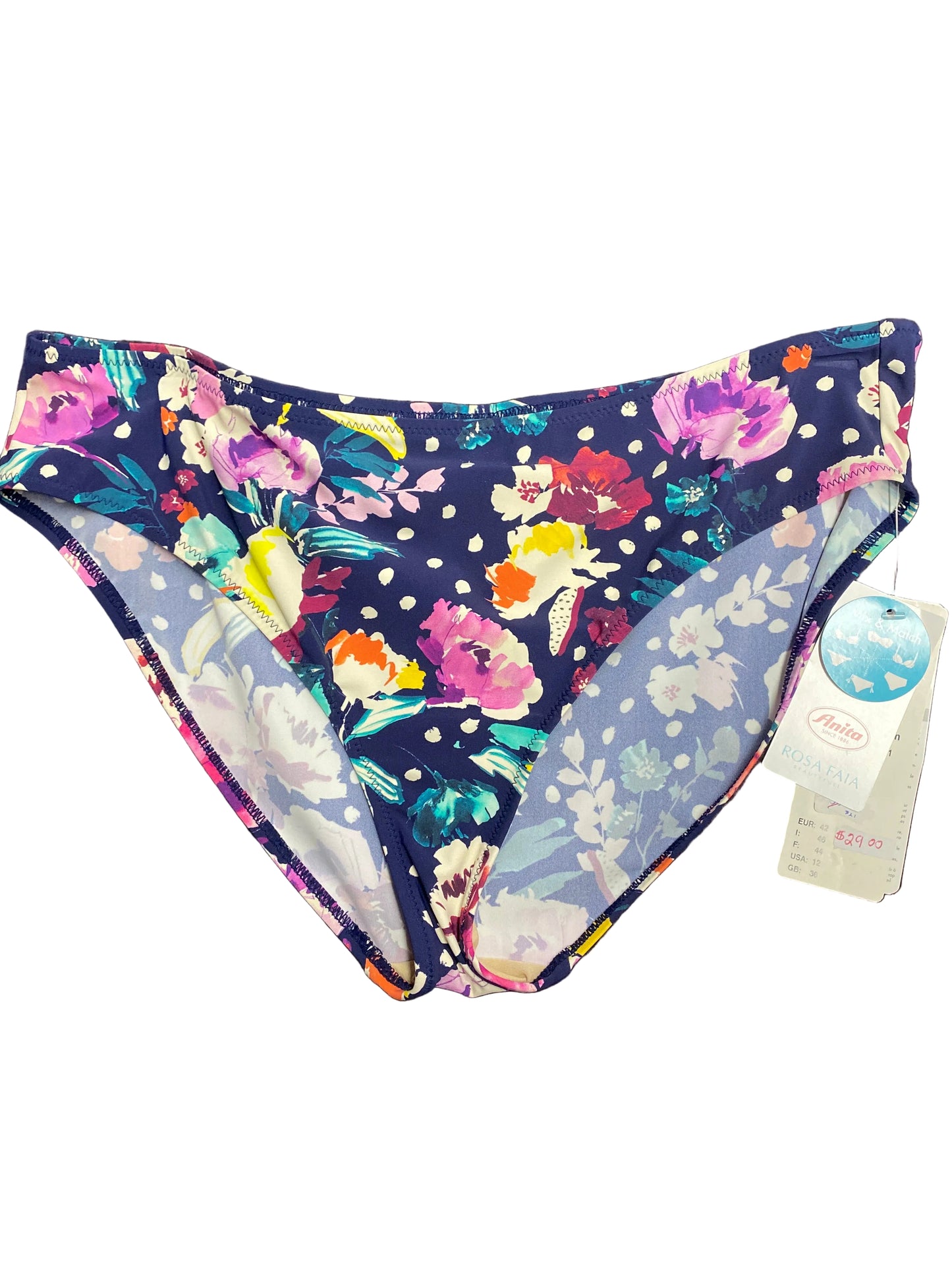 Anita Rosa Faia Casual Bikini Bottom- Size 12 - Dark Blue - M1 8767-0