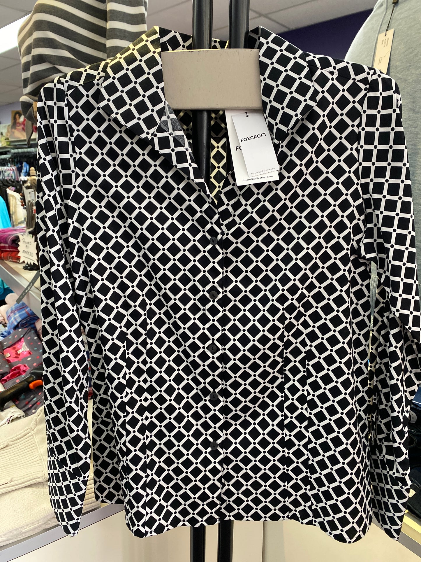 Foxcroft Geometric Print Blouse