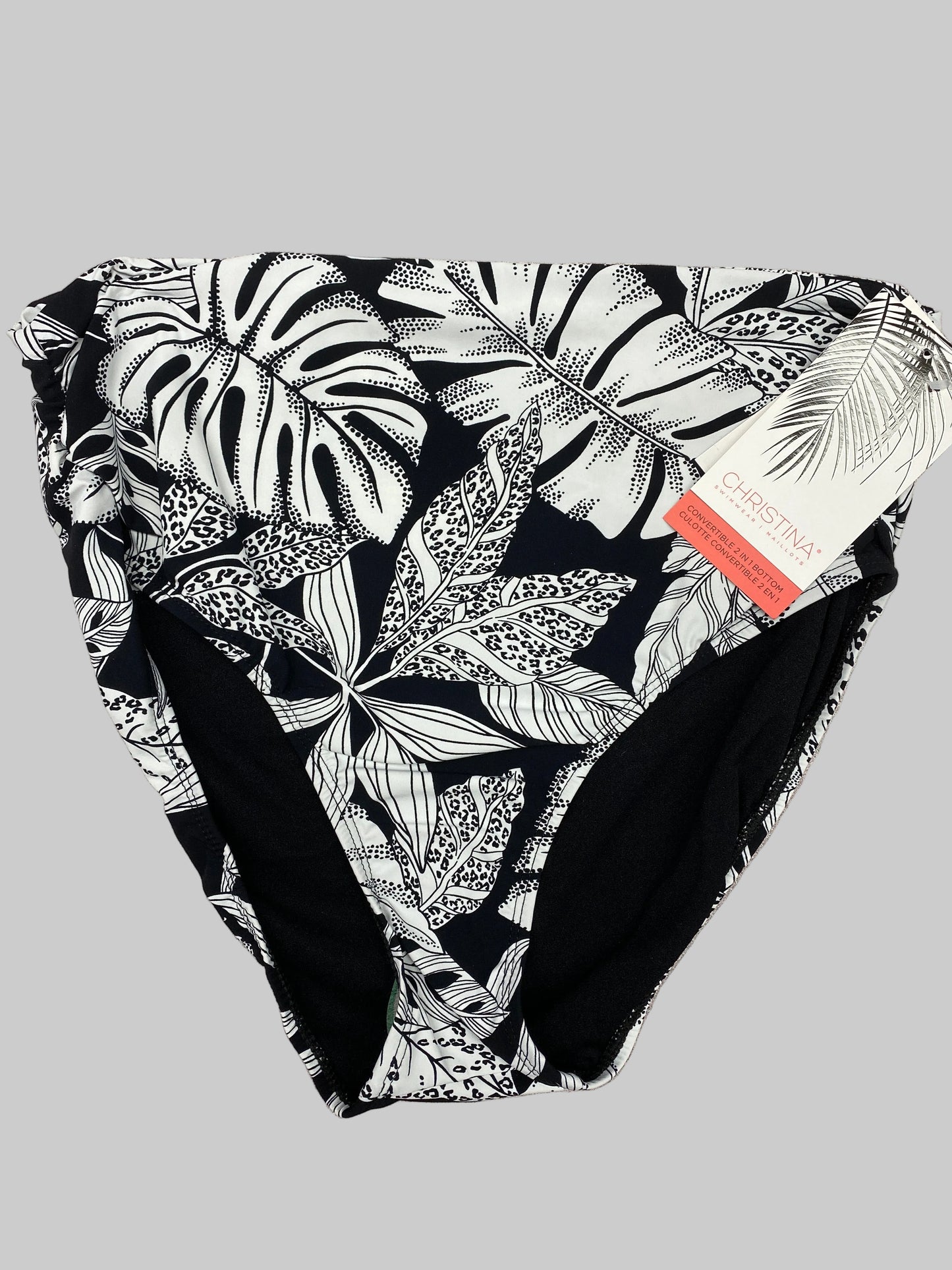 Christina Leaf Print Swim Bottoms - Black and White - 30DJ4043