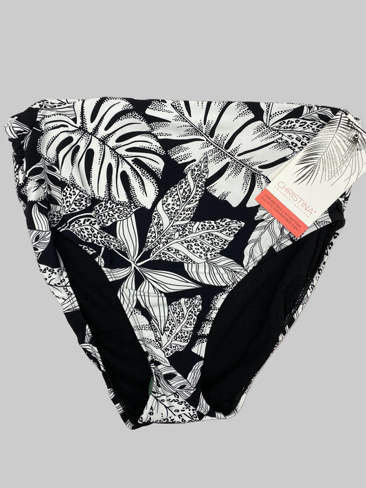 Christina Leaf Print Swim Bottoms - Black and White - 30DJ4043