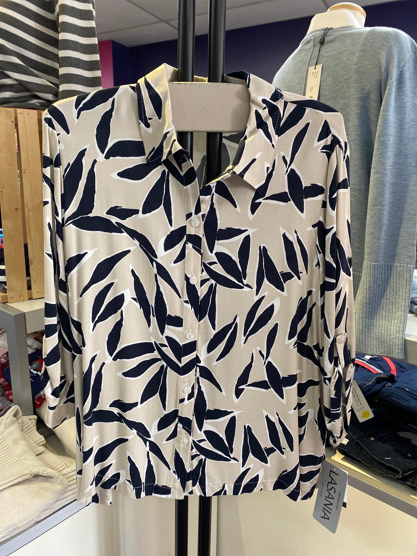 Women's Leaf Print Button-Down Shirt