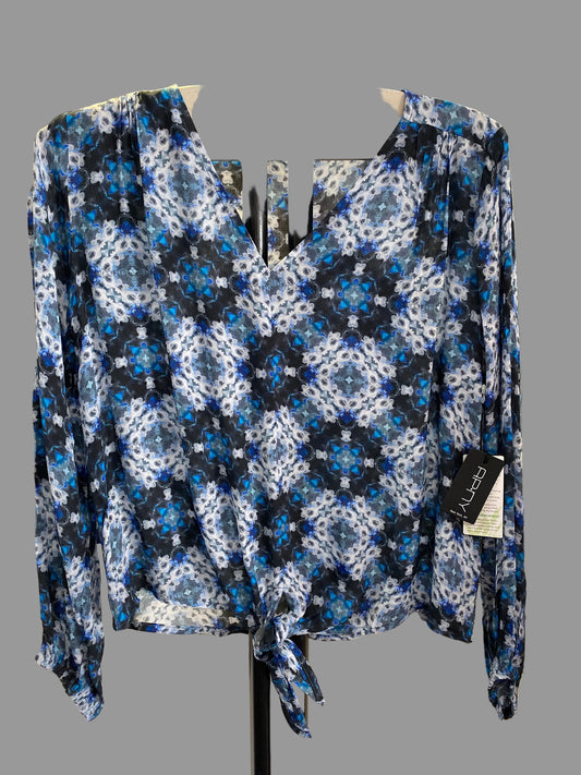 AP.NY Blue Floral Tie-Front Blouse - Small - B54PB518D