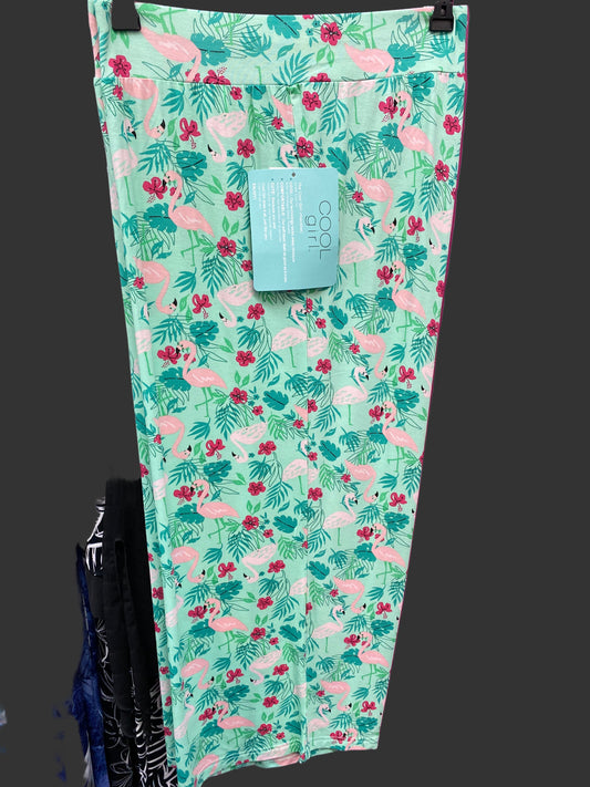 Cool Girl Flamingo Print 3/4 Length Wide Leg Lounge pant