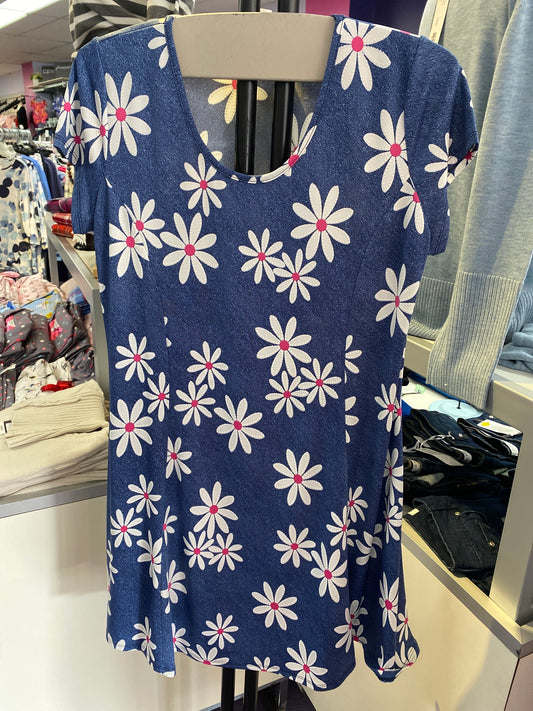 Women's Floral Print Blue Dress